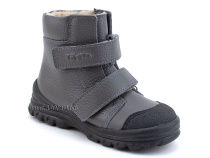 3381-721 Тотто (Totto), ботинки детские утепленные ортопедические профилактические, байка, кожа, серый в Воронеже