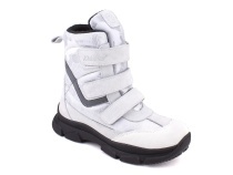 2750-1 (31-36) Миниколор (Minicolor), ботинки зимние детские ортопедические профилактические, мембрана, нубук, натуральный мех, белый, серебристый 